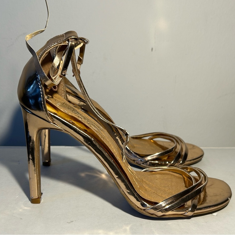 Gold strapped heels